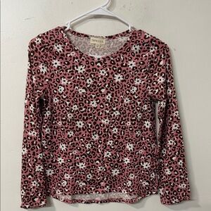 btween Pink Leopard Print Long Sleeve Top